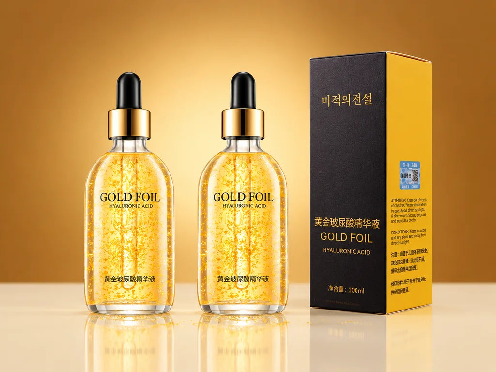 A constructed studio photograph of the exact Gold Foil two-pack from the reference: precisely two ma